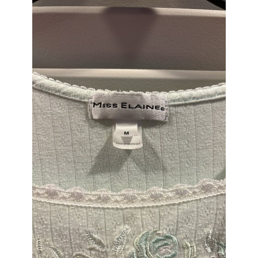 Vintage Miss Elaine Nightgown Medium Green‎ Embroidered Trim Cottagecore - Picture 4 of 4